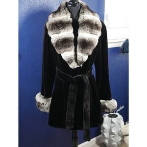 Amazing Sheared Mink & Chinchilla Fur Stroller Coat Jacket